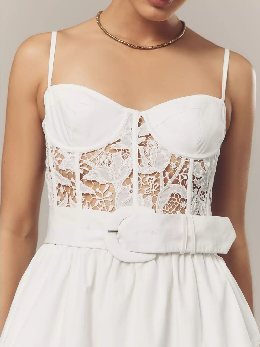 NWT En Saison Anthropologie Marisol Lace Bustier Belted Midi Dress, S - Picture 2 of 12